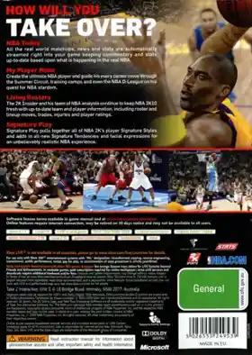 NBA 2K10 (USA) box cover back